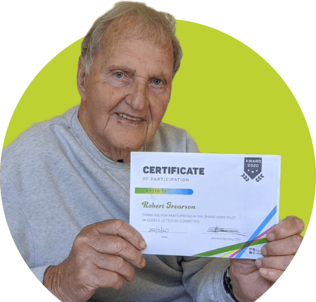 Robert holding his Let's Get Technical certificate
